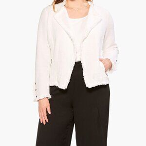 Nic+Zoe White and Cream Fringe Mix Jacket - Plus Size 2X